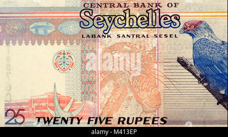 Seychelles Venticinque 25 rupie nota banca Foto Stock