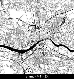 Newcastle upon Tyne downtown mappa con molti dettagli per vari usecases. Questa mappa di Newcastle upon Tyne contiene punti di riferimento tipico con camera per aggi Illustrazione Vettoriale