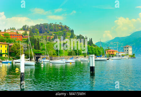 Vista sul lago di Pescallo, nella periferia di Bellagio, affacciato sul lago di Como, Italia Foto Stock