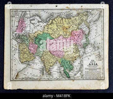 1839 Mitchell mappa - ASIA - CINA GIAPPONE COREA India Russia Siberia Tibet Nepal Foto Stock