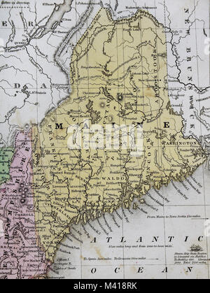 1839 Mitchell mappa - Maine - Stati Uniti Foto Stock