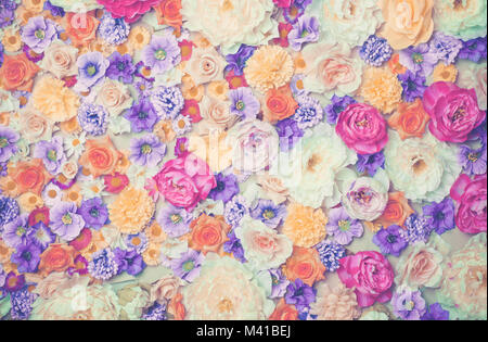 Foto d'arte della parete di fiori. Decorazioni per matrimoni Foto Stock