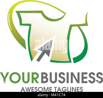 Cerchio e freccia con t-shirt online store logo vettoriale Illustrazione Vettoriale