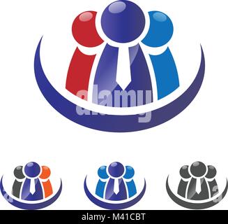 Persone logo comunitario concetto,persone creative business logo comunitario, persone business il concetto di cura Illustrazione Vettoriale