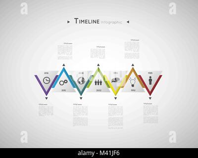 Timeline triangolo colorato modello infografico Illustrazione Vettoriale