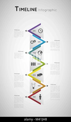 Timeline triangolo colorato modello infografico Illustrazione Vettoriale