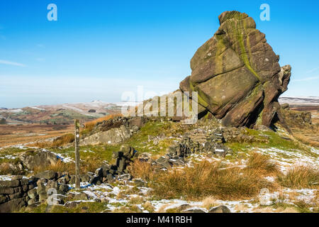 Baldstones, un affioramento gritstone in Staffordshire Moorlands nel Parco Nazionale di Peak District, REGNO UNITO Foto Stock