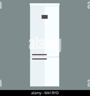 Frigorifero di vettore dispositivo elettronico isolato su bianco. Piatto e solid color design frigo. Illustrazione Vettoriale