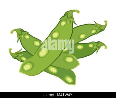 Abstract di piselli verdi nel pod su sfondo bianco Illustrazione Vettoriale