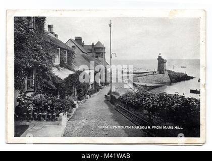 Cartolina, circa 1920, di Lynmouth e il porto, da Marte Hill, N. Devon, Inghilterra, Regno Unito Foto Stock