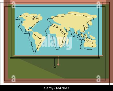 Mappa mondo rullo in lavagna Illustrazione Vettoriale