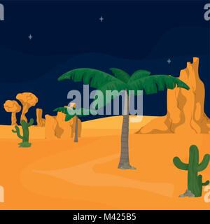 Deserto di notte Illustrazione Vettoriale