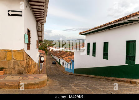 Barichara strade in Santander - Colombia. Foto Stock