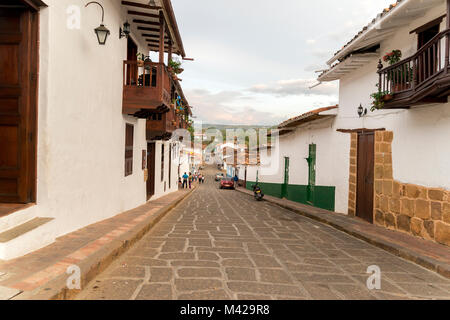 Barichara strade in Santander - Colombia. Foto Stock