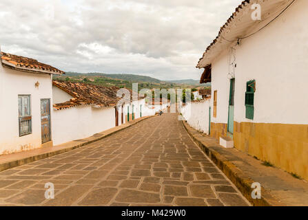 Barichara strade in Santander - Colombia. Foto Stock