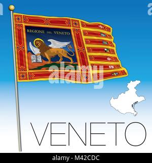 Veneto mappa e bandiera, l'Italia, la bandiera di San Marco Illustrazione Vettoriale