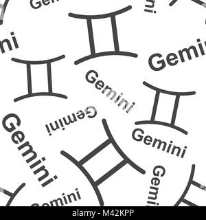 Gemini segno zodiacale seamless pattern sfondo. Appartamento Business illustrazione vettoriale. Gemini segno astrologico modello di simbolo. Illustrazione Vettoriale