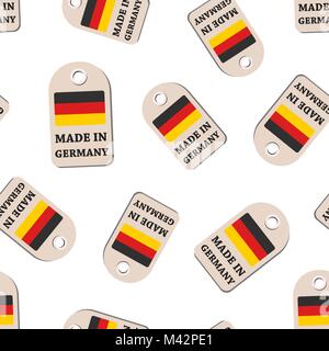 Hang tag realizzata in Germania con il flag di configurazione senza giunture dello sfondo. Appartamento Business illustrazione vettoriale. Fabbricato in Germania modello di simbolo. Illustrazione Vettoriale