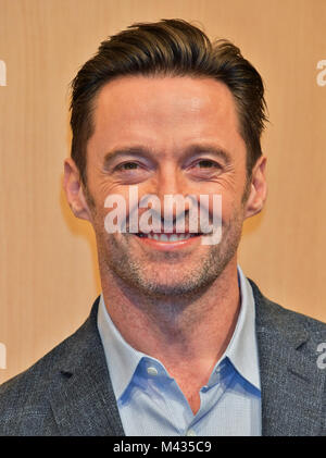 Tokyo, Giappone. 14 Febbraio, 2018. Hugh Jackman, 14 febbraio 2018, Tokyo, Giappone : attore Hugh Jackman assiste il photocall per il suo film "Il più grande showman' a Midtown Hall a Tokyo in Giappone il 14 febbraio 2018. Credito: AFLO/Alamy Live News Foto Stock
