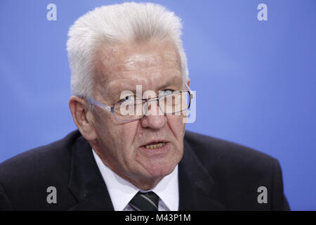 Merkel e tedesco Primi Ministri conferenza stampa congiunta Foto Stock