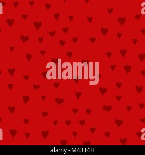 Vettore caotica red doodle cuori seamless pattern - per il giorno di San Valentino Illustrazione Vettoriale