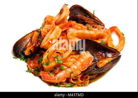 Frutti di mare saute misti Foto Stock