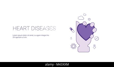 Le malattie di cuore di banner per il Web con spazio copia medicina Cardiologia Concept Illustrazione Vettoriale