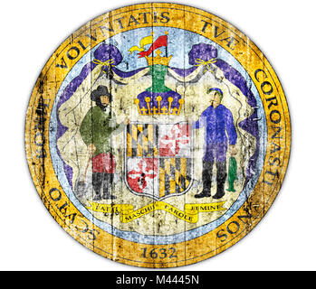 Guarnizione di tenuta del Maryland US stato dipinto sulla bandiera di calcestruzzo Foto Stock