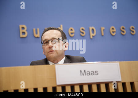 Maas e Schwesig a livello federale conferenza stampa a Berlino. Foto Stock