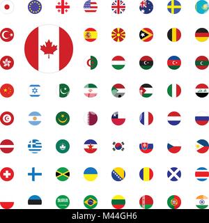 Canada round icona bandiera. Round Bandiere del mondo illustrazione vettoriale set di icone Illustrazione Vettoriale