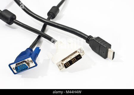 VGA, DVI und HDMI-Stecker, VGA, DVI e un connettore HDMI Foto Stock