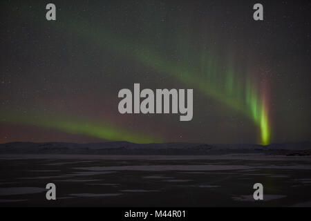 Luci del nord, Lago Tornetraesk, Lapponia, Svezia Foto Stock