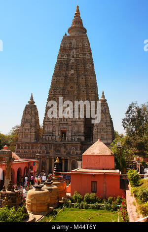 Tempio di Mahabodhi, Bodhgaya,, Bihar, in India Foto Stock