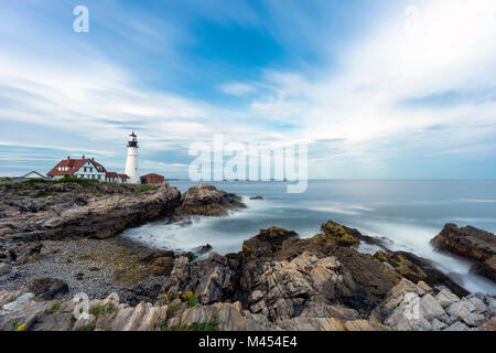 Portland Head Lighthouse, Cape Elisabeth; New England, Maine, Stati Uniti d'America Foto Stock