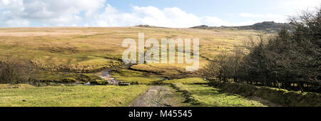 Una vista panoramica di Rough Tor su Bodmin Moor in Cornovaglia. Foto Stock