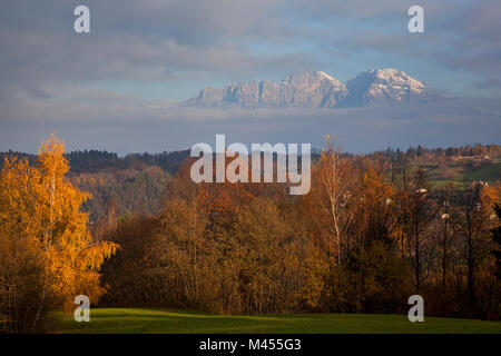 Gruppo della Schiara da Valmorel, Belluno prealpi, Belluno, Veneto, Italia Foto Stock