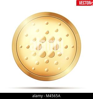 Moneta in oro con Cardano cryptocurrency segno. Illustrazione Vettoriale