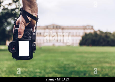 Vista frontale della villa reale nella città di Monza. Lombardia. L'Italia. Foto Stock