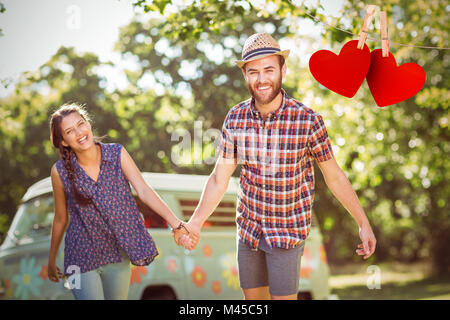 Immagine composita del hipster matura per divertirsi insieme Foto Stock