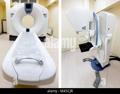 Medical scanner CT e acceleratore lineare collage Foto Stock