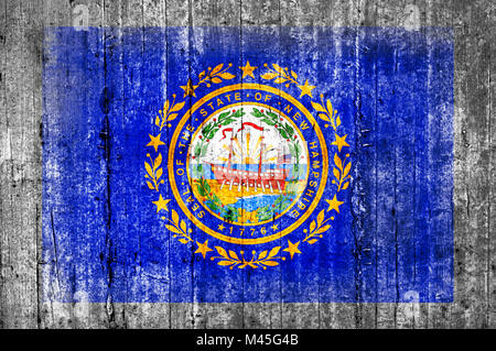 New Hampshire USA flag di stato dipinto sulla bandiera di calcestruzzo Foto Stock