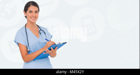 Immagine composita di sorridere un infermiere iscritto Foto Stock