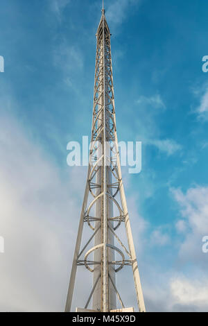 Punto di riferimento torre di osservazione al Pacific Quay a Glasgow, Scozia Foto Stock