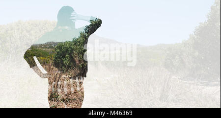 Immagine composita della vista posteriore di un hipster donna Foto Stock