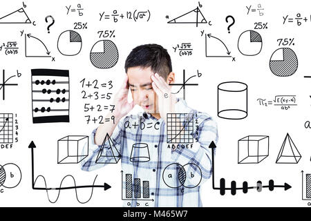 Immagine composita di uomo asiatico ottenendo un mal di testa Foto Stock