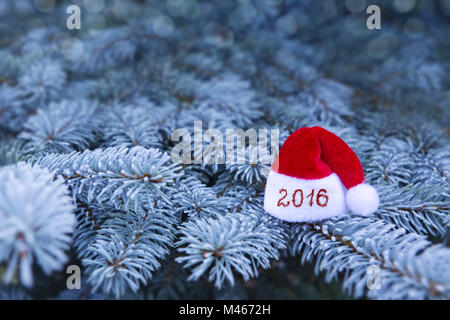 Anno Nuovo 2016 segno con Santa Claus hat . Foto Stock