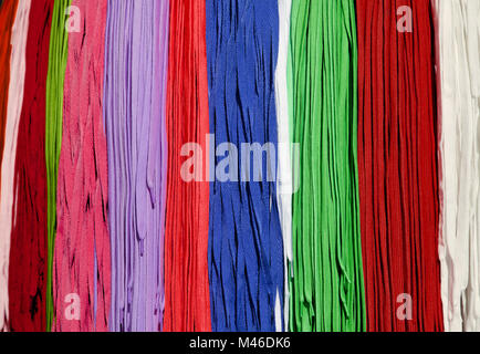 Molte colorate shoestrings Foto Stock