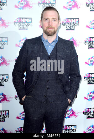 Ricky Wilson dei Kaiser Chiefs che arrivano per la VO5 NME Awards 2018 tenutasi presso l'O2 Brixton Academy di Londra. Foto Stock