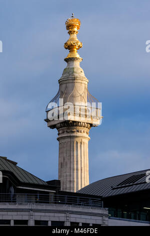 The Monument to the Great Fire of London, piattaforma panoramica in cima, Londra Inghilterra Regno Unito Foto Stock