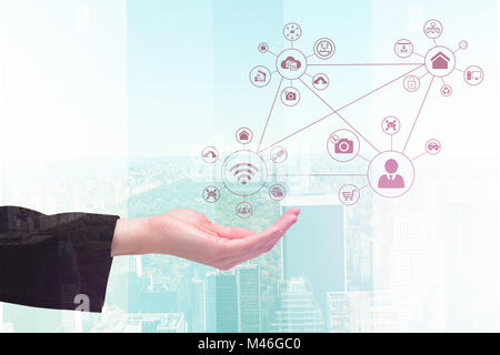 Immagine composita della mano businesswomans presentazione Foto Stock